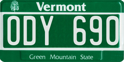 VT license plate ODY690