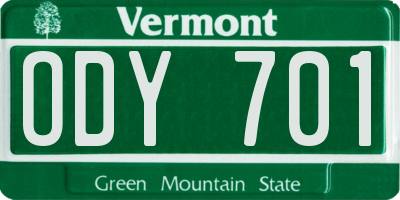 VT license plate ODY701