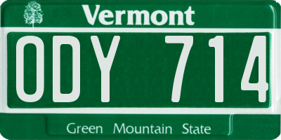VT license plate ODY714