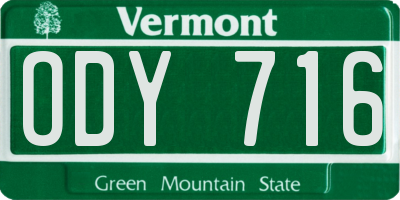 VT license plate ODY716