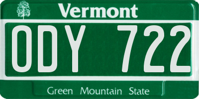 VT license plate ODY722