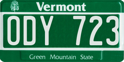 VT license plate ODY723