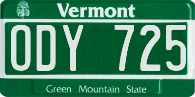 VT license plate ODY725