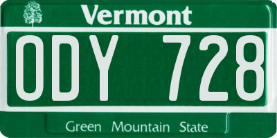 VT license plate ODY728
