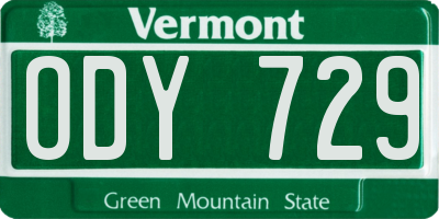 VT license plate ODY729