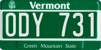 VT license plate ODY731