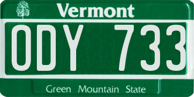 VT license plate ODY733