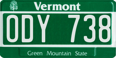 VT license plate ODY738