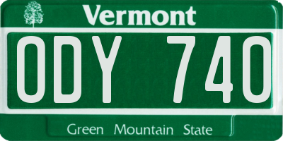 VT license plate ODY740