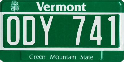 VT license plate ODY741