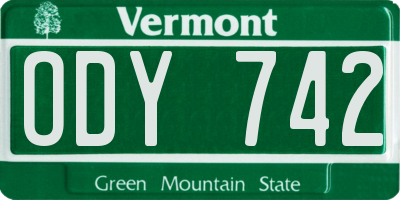 VT license plate ODY742