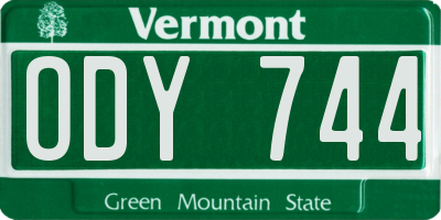 VT license plate ODY744