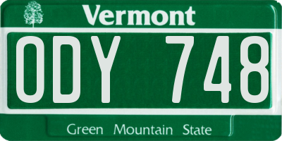 VT license plate ODY748