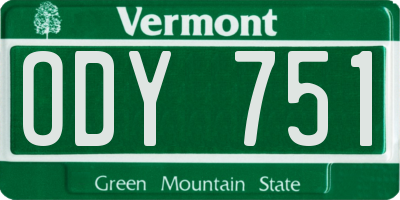 VT license plate ODY751