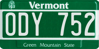 VT license plate ODY752