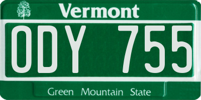 VT license plate ODY755