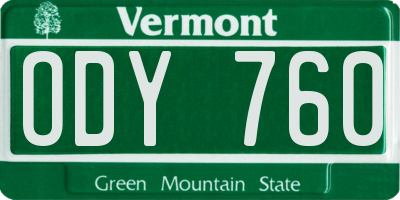 VT license plate ODY760