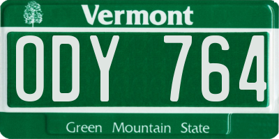 VT license plate ODY764