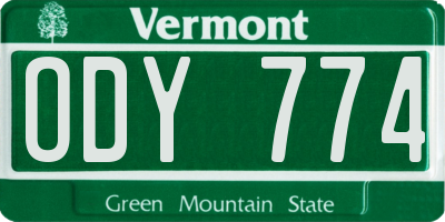 VT license plate ODY774