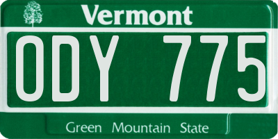 VT license plate ODY775