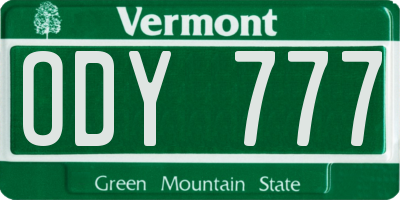 VT license plate ODY777