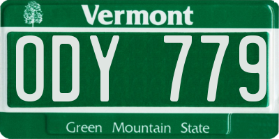 VT license plate ODY779