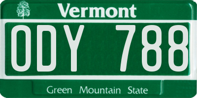 VT license plate ODY788