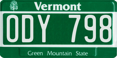 VT license plate ODY798