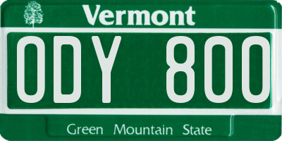 VT license plate ODY800