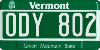 VT license plate ODY802