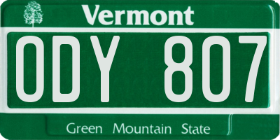 VT license plate ODY807