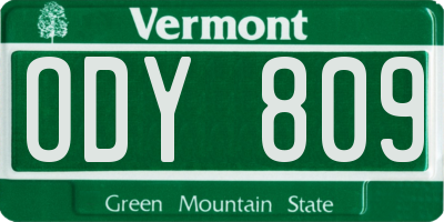 VT license plate ODY809