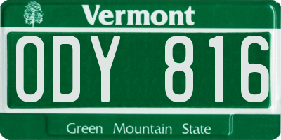 VT license plate ODY816