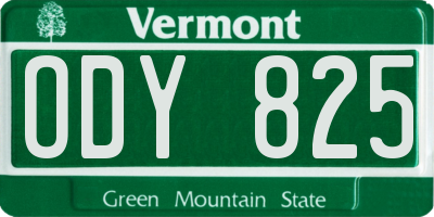 VT license plate ODY825