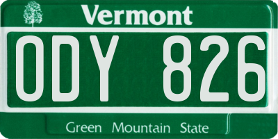 VT license plate ODY826