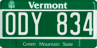 VT license plate ODY834