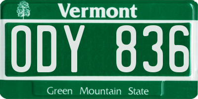 VT license plate ODY836