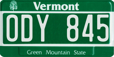 VT license plate ODY845