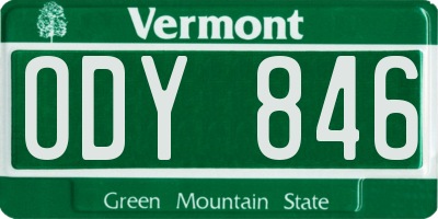 VT license plate ODY846