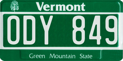 VT license plate ODY849
