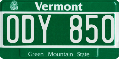 VT license plate ODY850