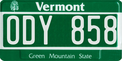 VT license plate ODY858