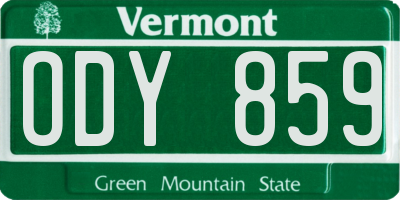 VT license plate ODY859