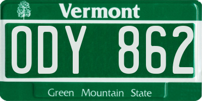 VT license plate ODY862