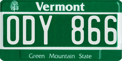 VT license plate ODY866
