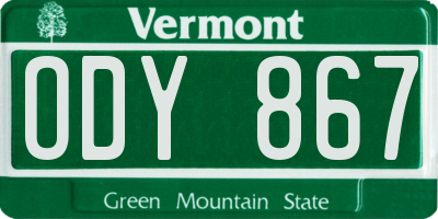 VT license plate ODY867