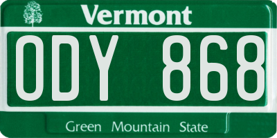 VT license plate ODY868
