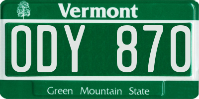 VT license plate ODY870