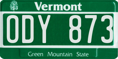 VT license plate ODY873