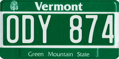 VT license plate ODY874